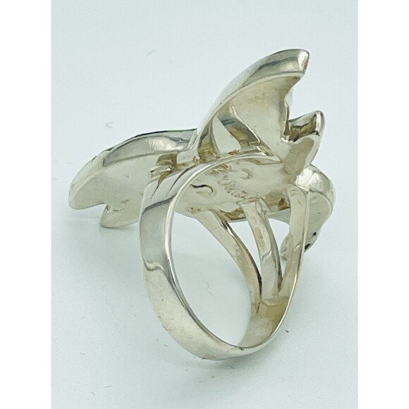 Native American Jewelry Hummingbird Green Turquoise Inlay Ring 925 Zuni *Signed - Picture 3 of 5